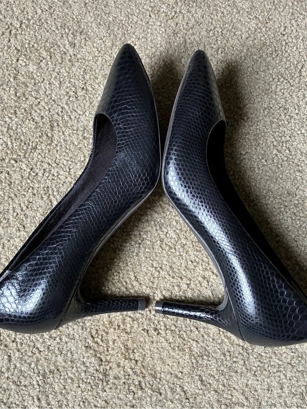 Rockport Black Leather High Heels Snakeskin Pointed-Toe Pumps Shoes Size 6.5 - Picture 8 of 13